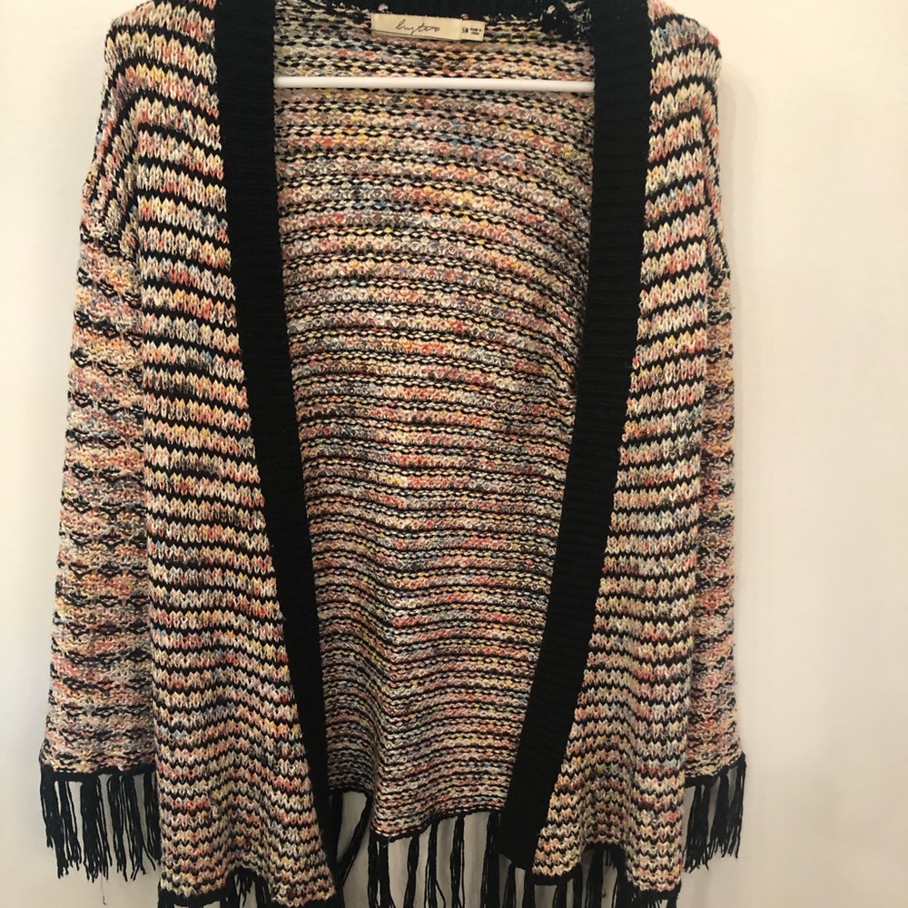 Black Multi Colored Striped Cardigan